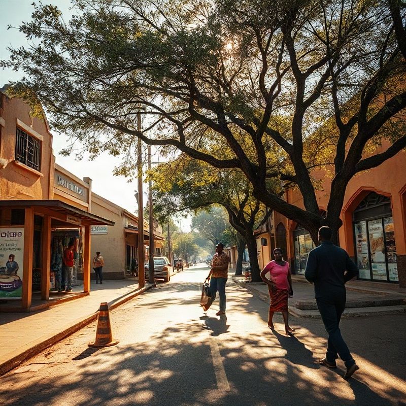 Kenyatta Street in Kitale in warm afternoon light